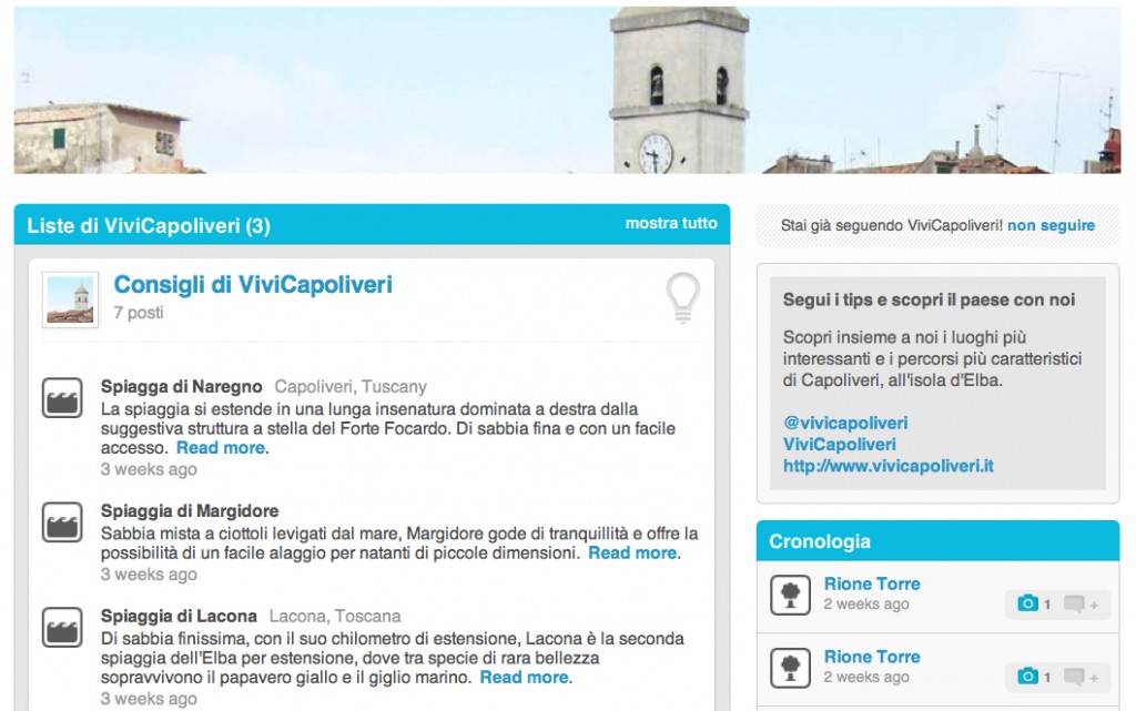 La pagina foursquare di vivicapoliveri