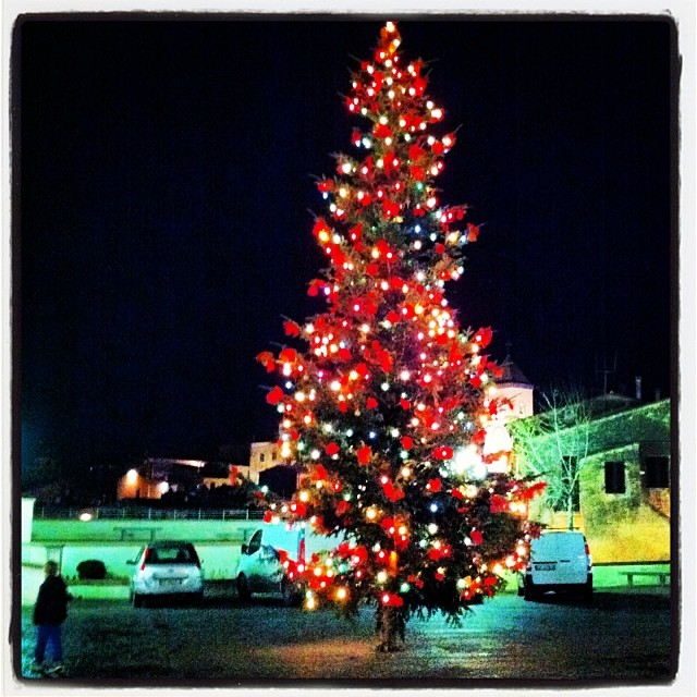 L'albero di Natale in piazza a Capoliveri nel 2013 (Foto Comune Capoliveri)